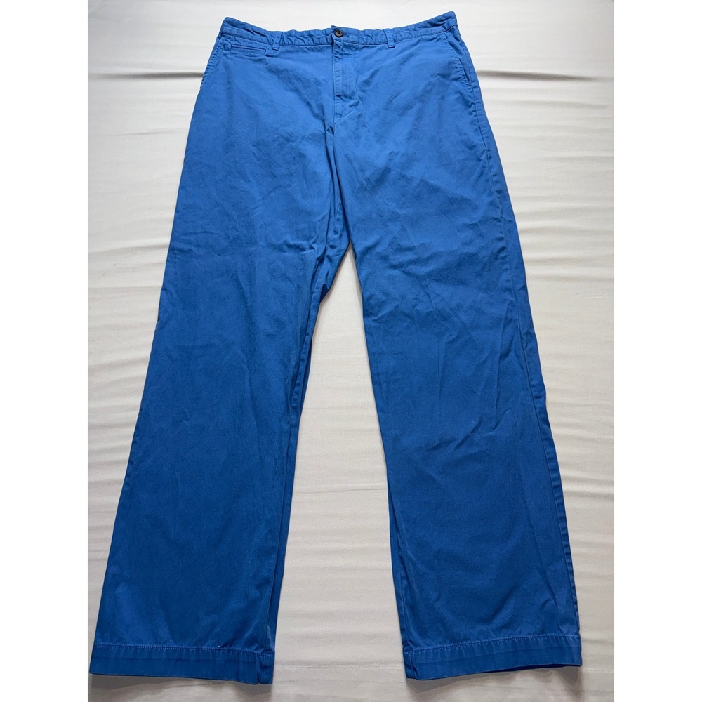 Chaps Mens 36x32 Blue Chino Pants Straight Leg 100% Cotton Twill Casual Trousers